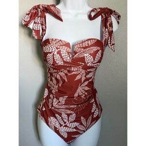 VIMPUNEC One Piece Swimsuit Womens Medium Brown Tummy Control Adjustable NEW!